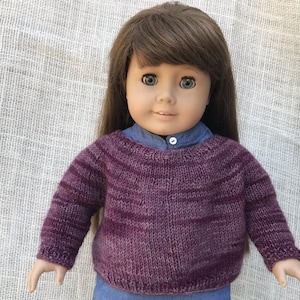 Easy Knitting Pattern Doll Sweater, 18 inch Doll,  Instant Download PDF Knitting Pattern to fit Doll like American Girl,  Scrap Yarn,
