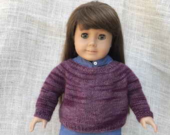 PDF Knitting Pattern Doll Sweater.18 inch Doll PDF Knitting Pattern to fit Doll like American Girl. Digital Download. Great for Scrap Yarn.