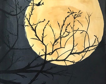 Moonlight Tree Original Acrylic Painting