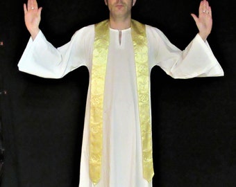 Yellow and Gold Deacon Stole with gold tassels ~ EGC OTO Gnostic Mass Liber 15 Crowley