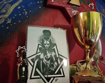 Babalon Thelemic Goddess Prayer Card 4x6 – Scarlet Woman Devotional Art