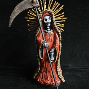 Red Santa Muerte statue~ La Santisima Muerte Statue~ La Roja