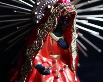 Babalon Statue with Radiant Rays – Handmade One of a Kind Occult Altar Art – 8.5 Inches