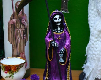 La Santísima Muerte Statue – Santa Muerte Morada – 6 Inches – Purple Santa Muerte