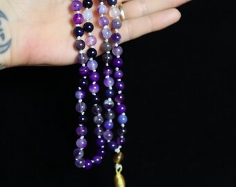 108 Bead Mala Necklace- Amethyst- Handmade Mala