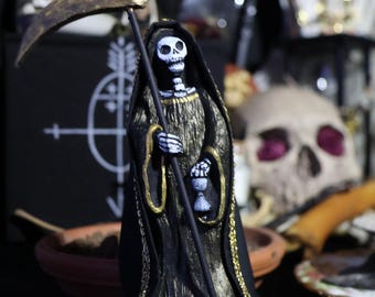 La Santisima Muerte Statue- La Niña Negra 6 Inches- Black Santa Muerte