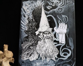 Multi-Media Art Collage – Wizard Power | 8.25 x 6.25 inches | One-of-a-Kind Original