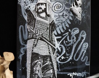 Multi-Media Art Collage – Warrior Shin | 8.25 x 6.25 inches | One-of-a-Kind Original