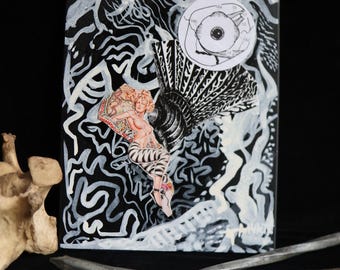 Multi-Media Art Collage – Cosmic Blondie | 7.5 x 5.5 inches | One-of-a-Kind Original