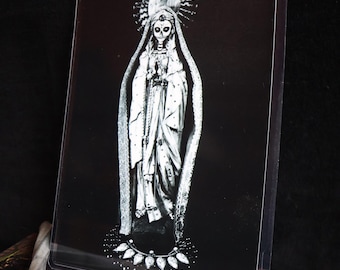 La Nina Blanca Santa Muerte Prayer Card 4"x6"– White Santisima Devotional Card