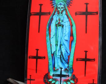 La Nina Azul Santa Muerte Prayer Card 4"x6"– Blue Santisima Devotional Card