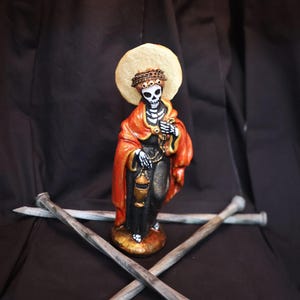 Red & Gold Santa Muerte statue~ La Santisima Muerte Statue 5.5 inches tall
