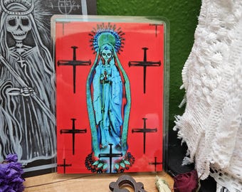 La Nina Azul prayer card 3"x4"/ santa muerte/ santisima/ altar card