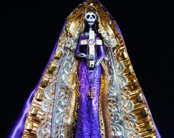 La Santísima Muerte Statue – Santa Muerte Morada – 13.5 Inches – Purple Santa Muerte