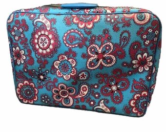 Vintage 70s Bantam Travelware Fabric Suitcase Luggage Floral Bag Hippie MCM