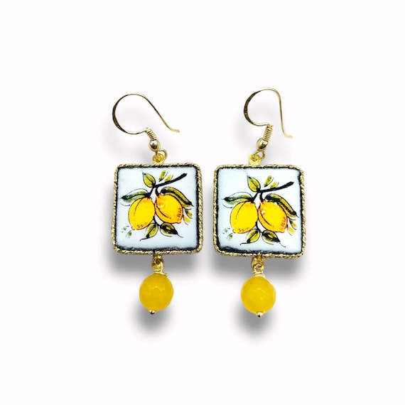 Lemon Jade and Coral Earrings