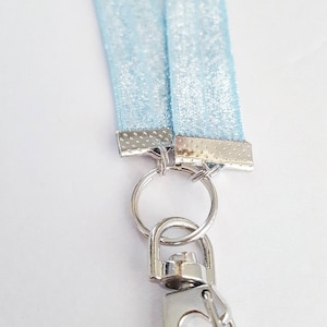 Light blue sparkle lanyard | badge id holder | necklace lanyard | elastic lanyard | blue glitter lanyard | lanyard for keys | powder blue