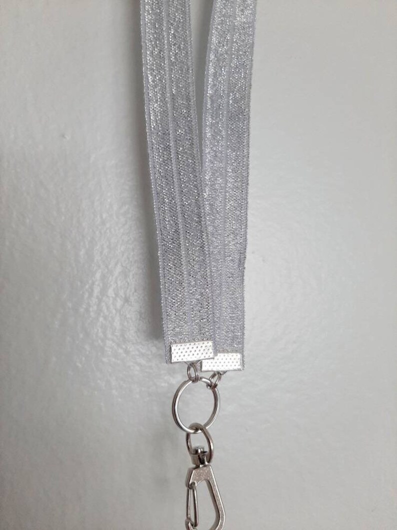 Sparkle Gray Lanyard Badge Id Holder Necklace Lanyard Etsy