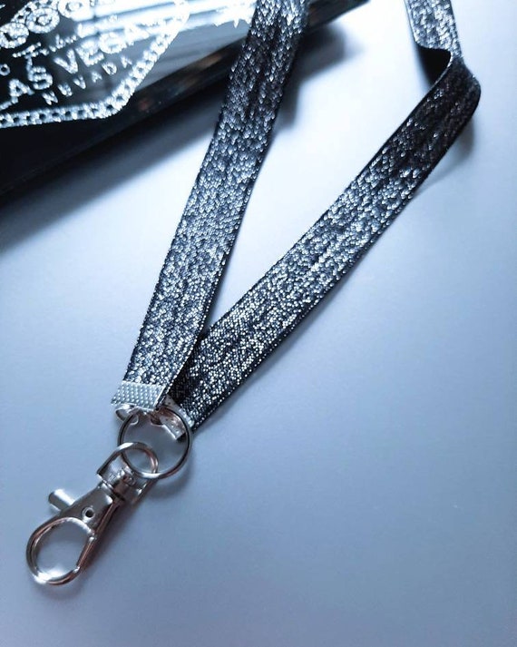 Sparkle Silver Lanyard Badge Id Holder Necklace Lanyard Elastic