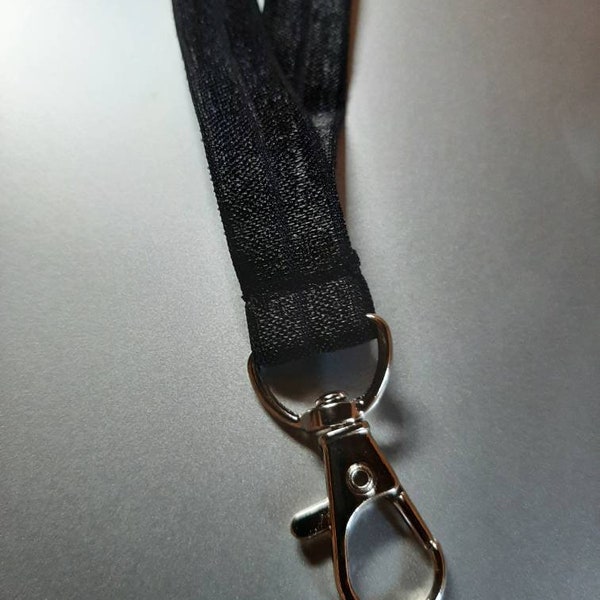 Black stretch lanyard | badge id holder | plain black lanyard | elastic lanyard | stretchy lanyard | lanyard for keys | stretch necklace