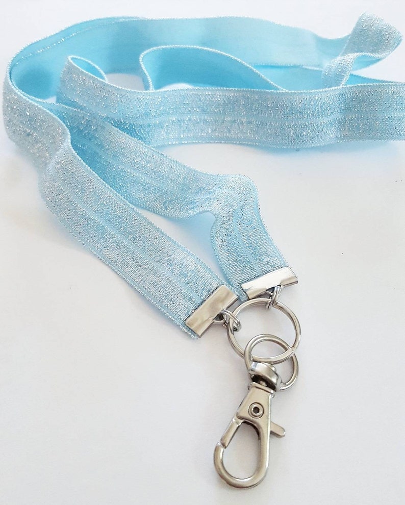 Light Blue Sparkle Lanyard Badge Id Holder Necklace Etsy