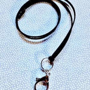 lanyard | black suede lanyard | badge id holder | necklace lanyard | narrow lanyard | lanyard for keys | simple lanyard | minimalist lanyard