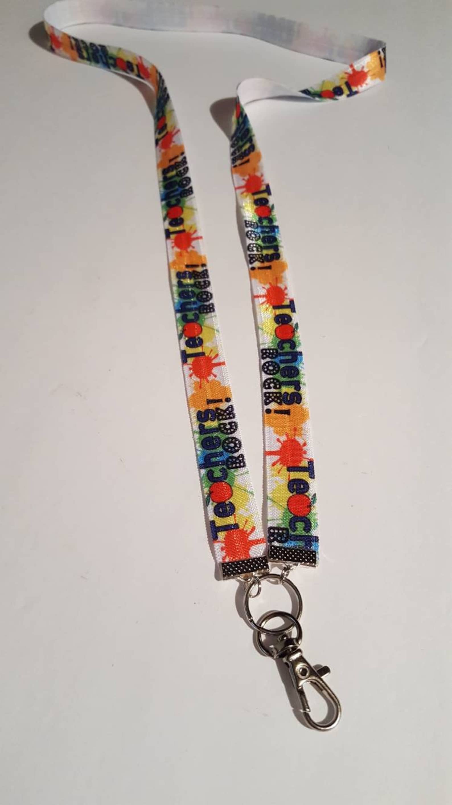 Lanyard teacher lanyard with id holder stretch lanyard Etsy