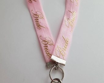 pink bride lanyard | badge id holder | necklace lanyard | elastic lanyard | bride lanyard | lanyard for keys | stretch lanyard | bride gift