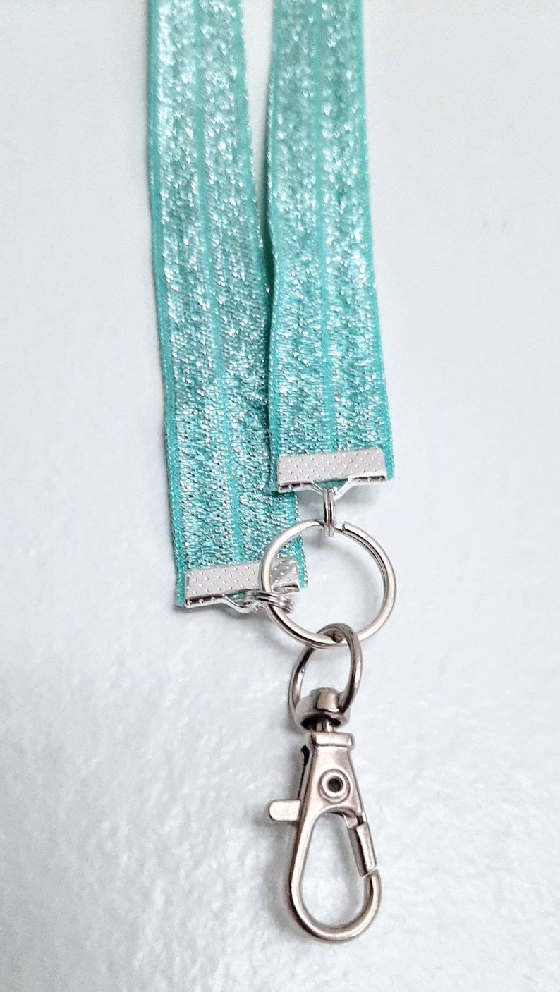Sparkle Teal Lanyard Badge Id Holder Necklace Lanyard Etsy