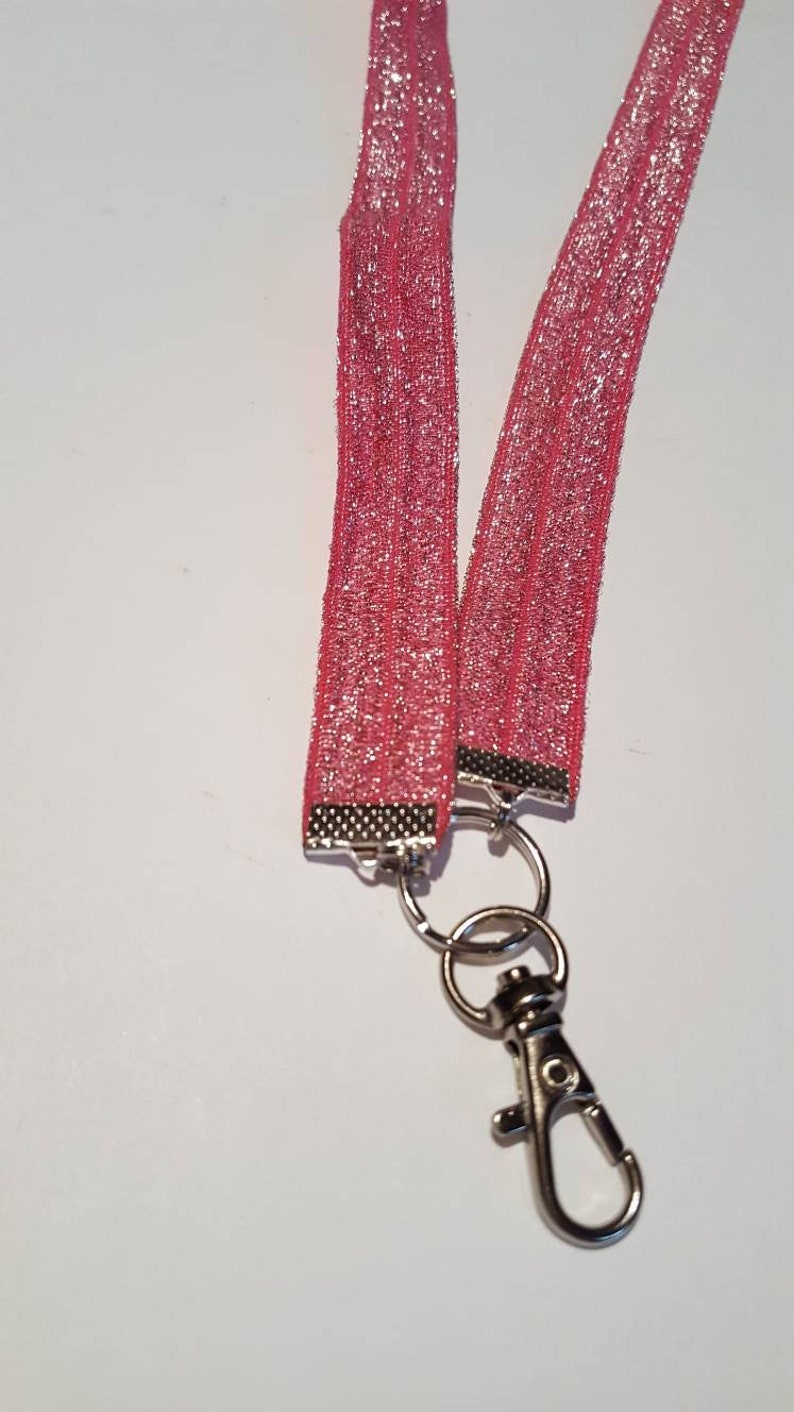 Sparkle silver pink lanyard badge id holder necklace Etsy