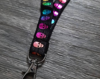 Skull lanyard | badge id holder | necklace lanyard | elastic lanyard | stretchy lanyard | lanyard for keys | strong stretch necklace