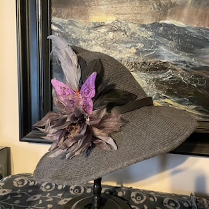 Ornate Flowered Witch or Wizard Hat Grey Base