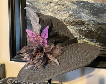 Ornate Flowered Witch or Wizard Hat Grey Base