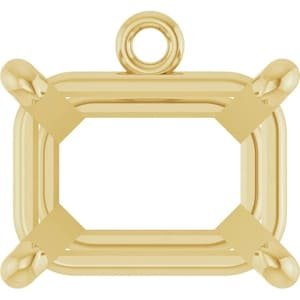 14K Yellow Gold Dangle Mounting (Emerald Cut) 4 Prong Horizontal Basket Setting USA