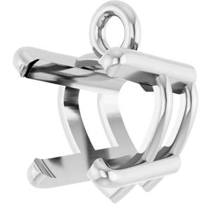 Dangle Setting Heart Cut in 14K White Gold 4 Prong Basket Designed Mounting USA