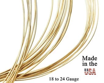 10K Solid Yellow Gold Round Wire Half Hard (Standard) 18-24 Gauge, 6 inch Lengths