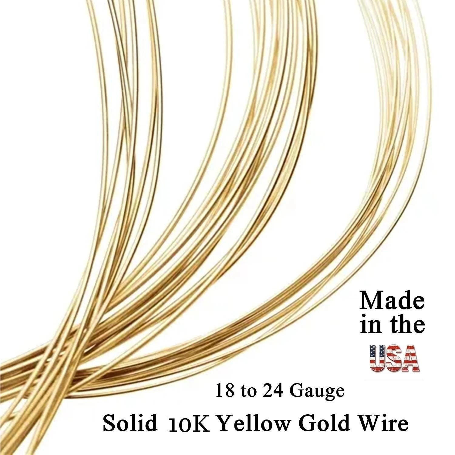 10K Solid Yellow Gold Round Wire Half Hard (Standard) 18-24 Gauge, 6…