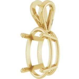 10K Yellow Gold Oval Basket Pendant Mounting, Split Bail Setting USA