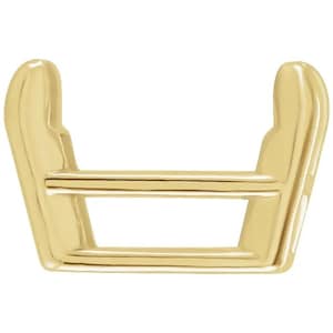 May include: A polished gold-tone metal jewelry finding featuring a U-shaped design with two vertical side posts connected by two horizontal bars, creating a structured, open-frame component with a smooth, reflective surface finish.