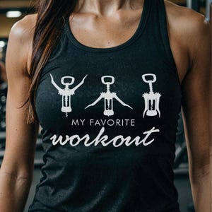 Mijn favoriete trainingshirt, fitnesstanktop, ideale racerback-tanktop dames, wijnliefhebber, grappige sportkleding, trainingsshirt, atletische top