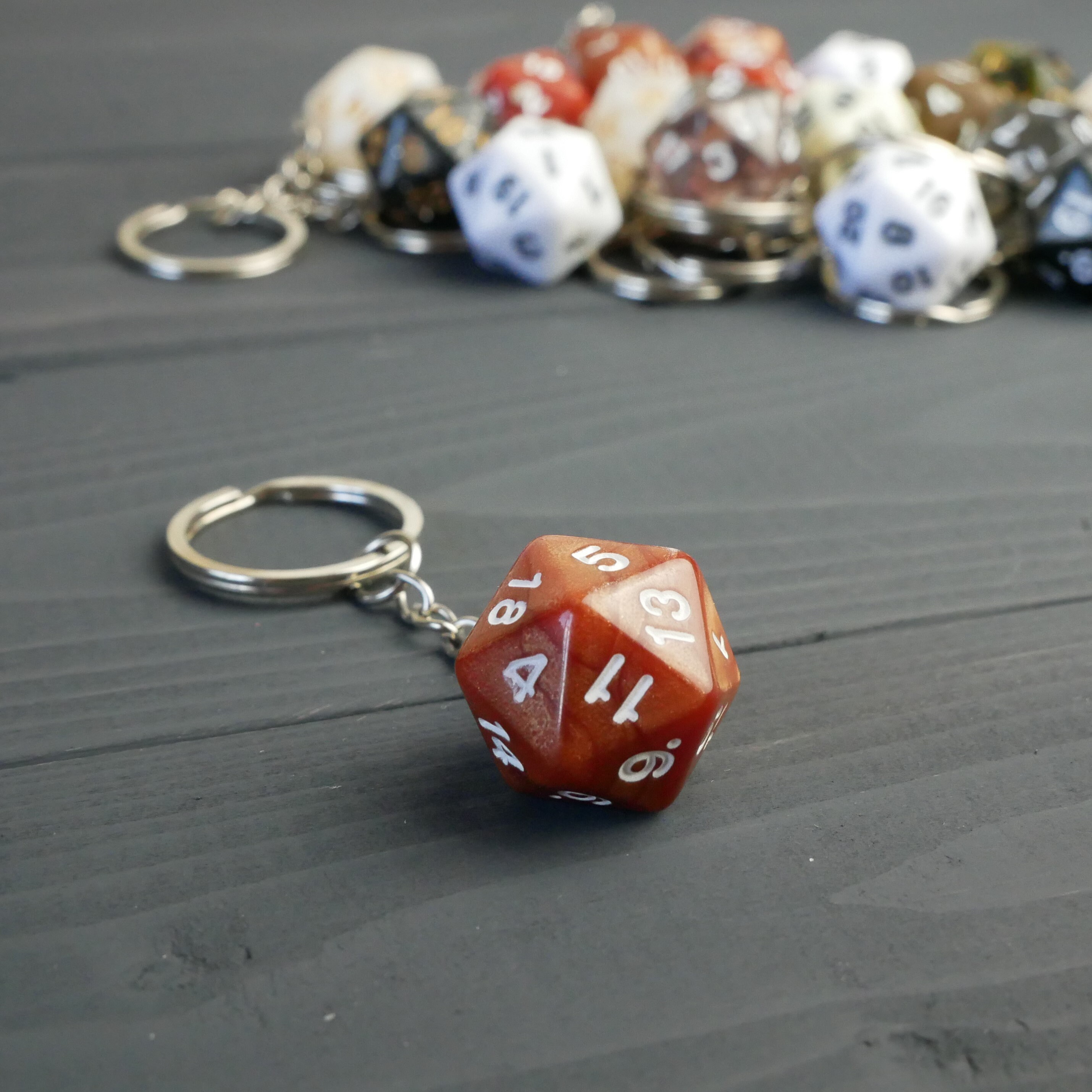 Marbled Brown D20 Keychains RPG Dice DnD Keyring Geeky Etsy