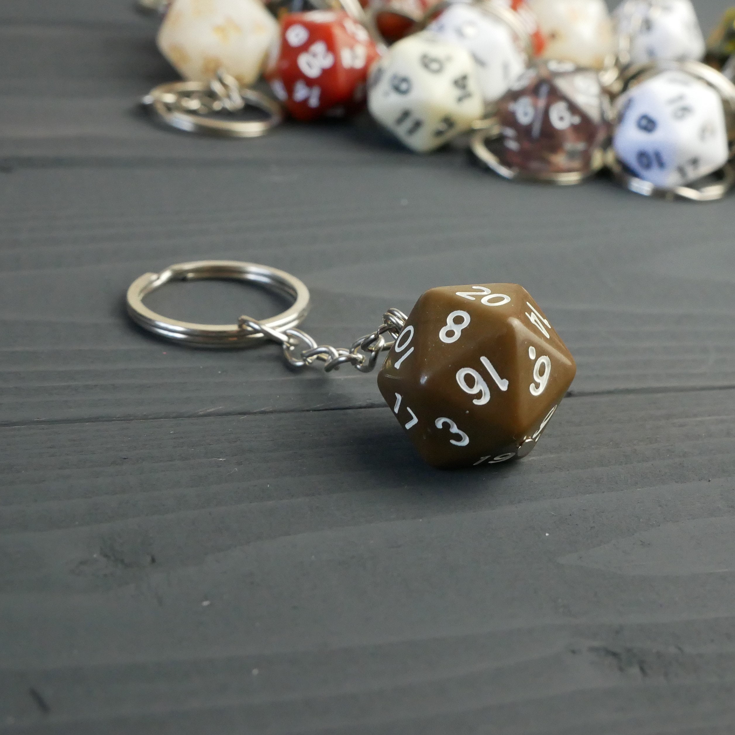 Dark Brown D20 Keychain RPG Dice DnD Keyring Geeky Gaming Etsy
