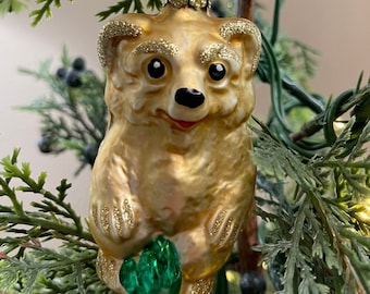 Inge-Glas Vintage Golden Bear German Glass Ornament