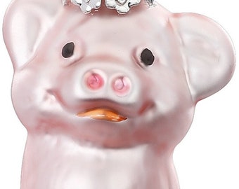 Vintage Ornament. Pink Pig Miniature Glass