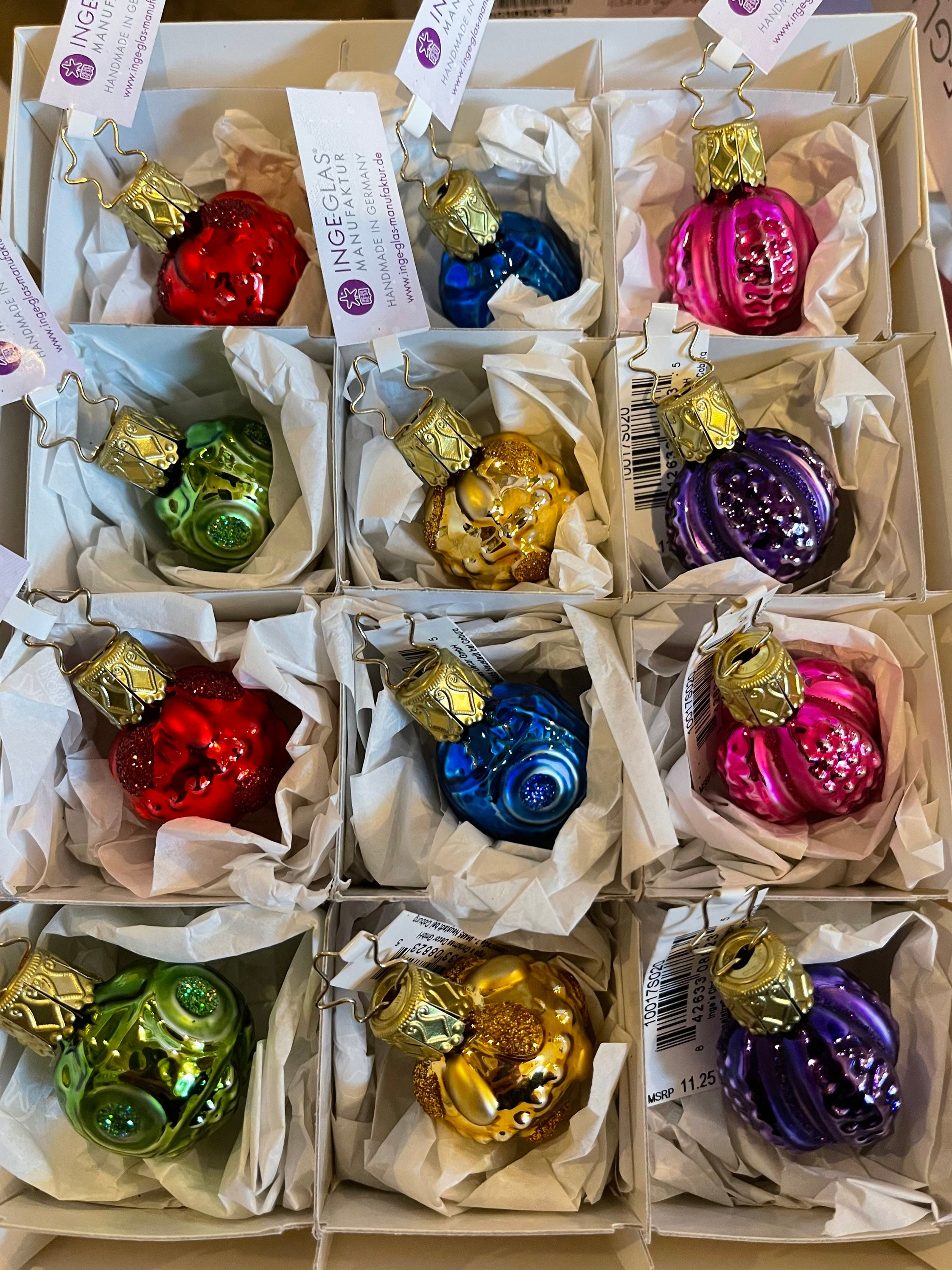 ヴィンテージ ドイツ INGE-GLAS社 ミニガラスオーナメント 7個セット