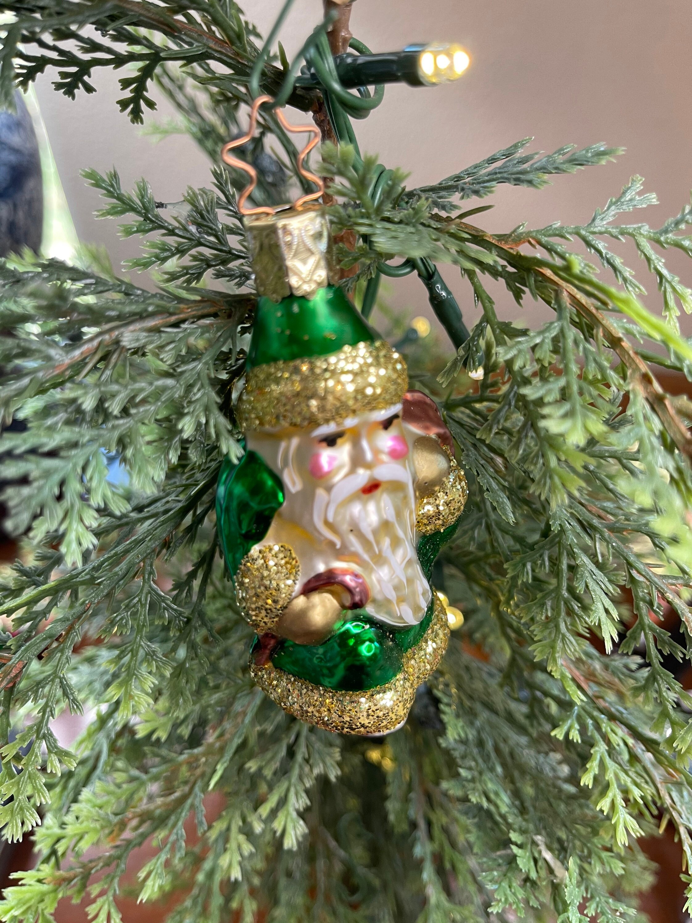 Ingeglas Vintage Emerald Santa German Glass Ornament Etsy UK