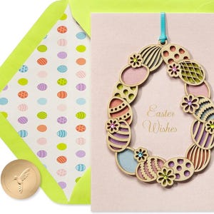 Pascua - Muchas bendiciones - Tarjeta de felicitación de papiro de madera para colgar (nueva) (una)