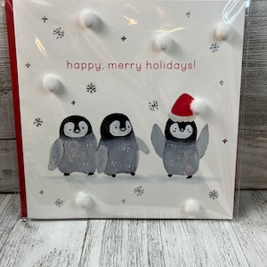 Weihnachtszeit - Glückliche Pinguine - Papyrus Grußkarte (eine) Neu