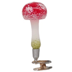 Lauscha Large PolkaDot Mushroom Clip-On German Glass Ornament