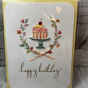 Geburtstag - 3D-Torte mit Blumen - Papyrus Karte (EINE) Neu